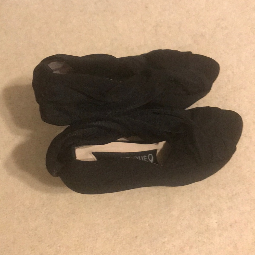 Boutique 9 Black Satin Wedge Shoes